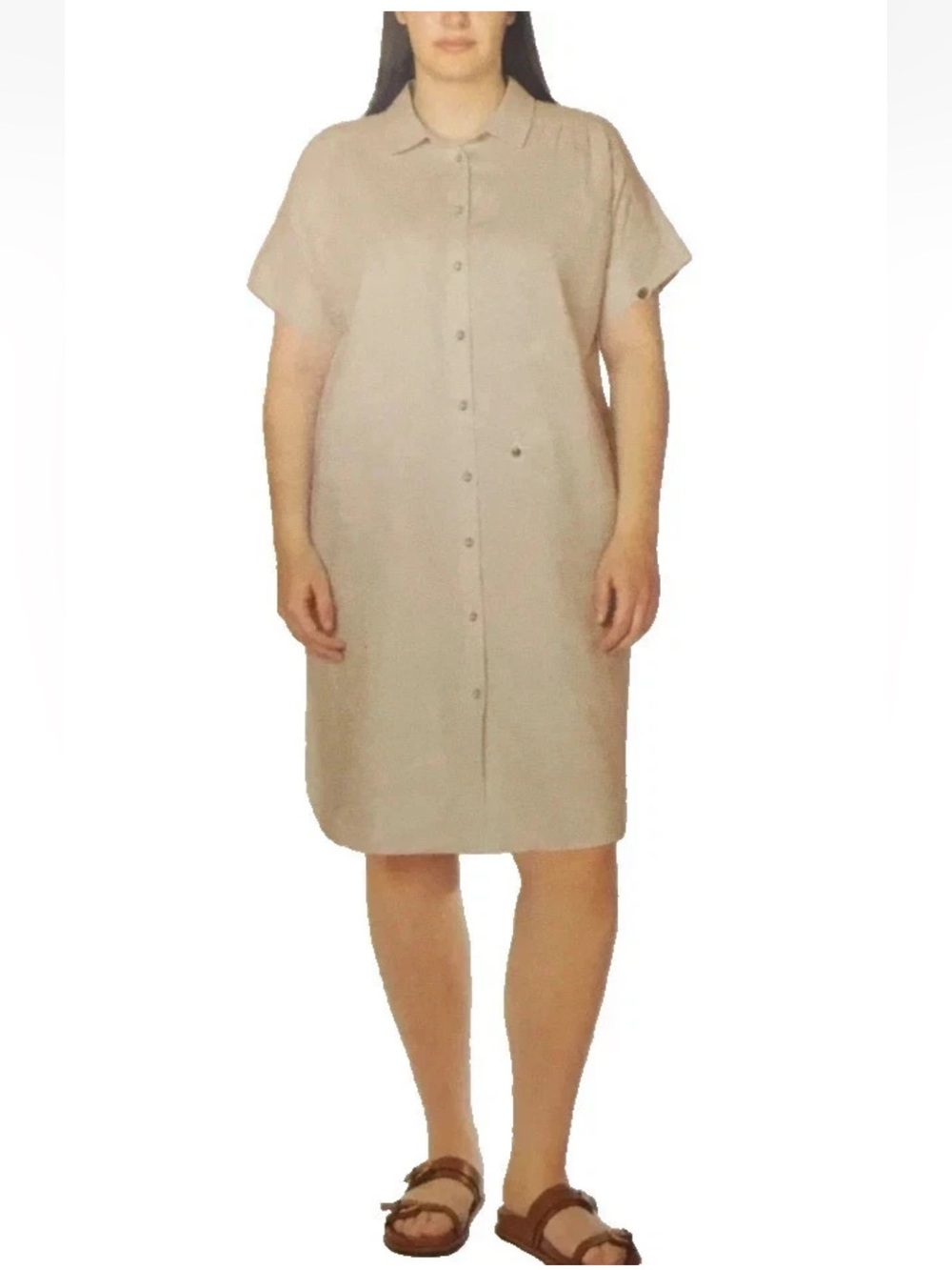 Well Worn Linen khaki Shirt Dress